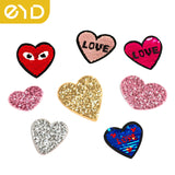 EYD Custom logo Iron on Patches t Shirt Printing Chenille Vinyl Silicon Patch Heart Embroidery Heat Press Transfer Clothing